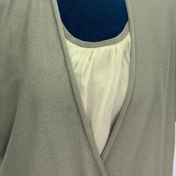 Anne Klein Sweater Large Layered Silk Green Pullover NWT - Picture 5 of 8